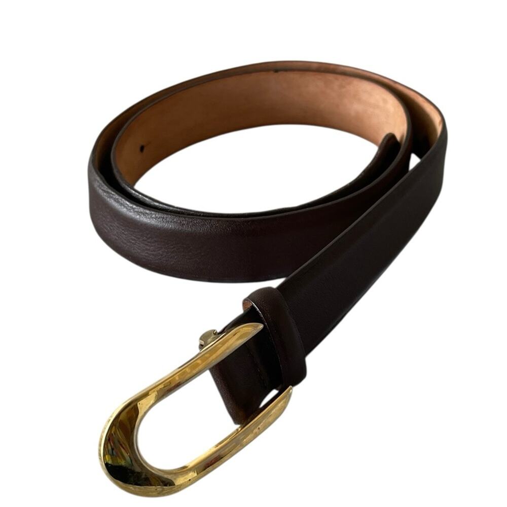 TANNER Leather Woman’s Belt with Gold Buckle Size:M